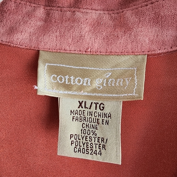 VINTAGE COTTON Ginny ULTRA SUEDE Rust Coloured Short Sleeve Button Down Shirt XL - Picture 3 of 5